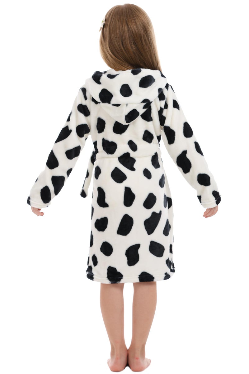 XINNE Toddler Robe Boys Girls Hooded Robes Flannel Bathrobe Unisex Kids Pajamas Dressing Gown White and Black - Image 5
